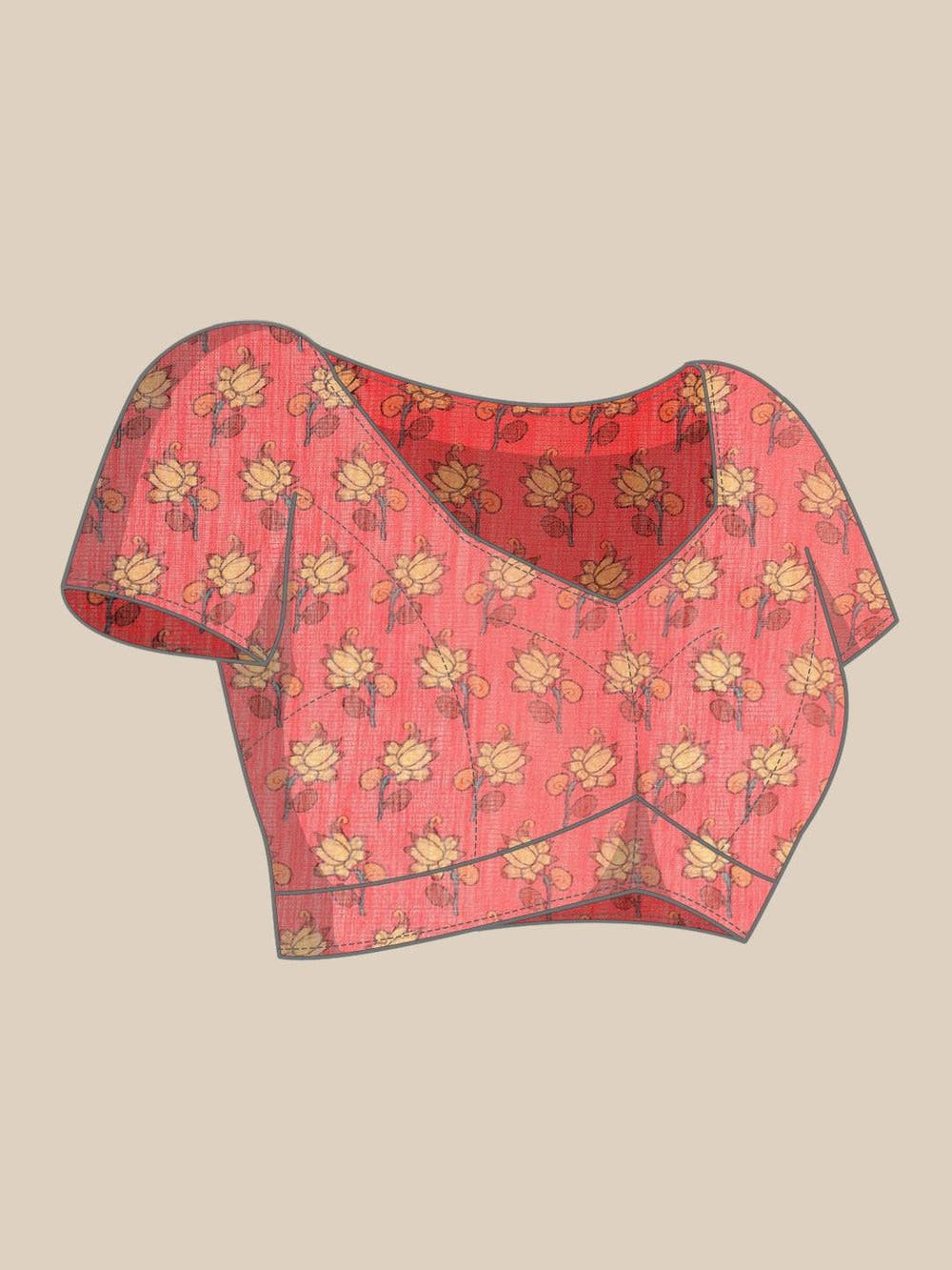 Beautiful Digital Print Kalamakri Design Soft Linen Saree