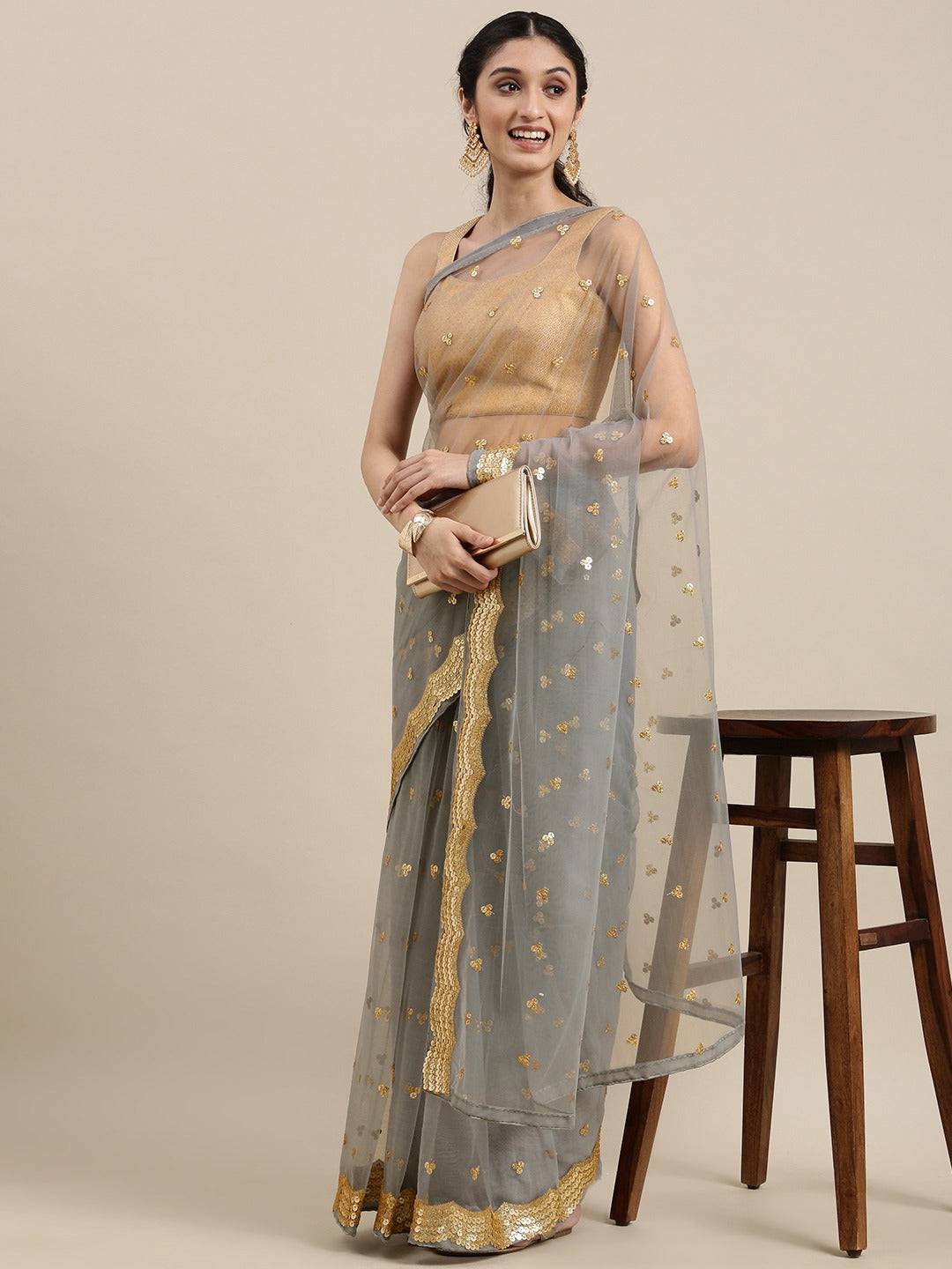 Exclusive Soft Net Sequence Work Party Wear Saree