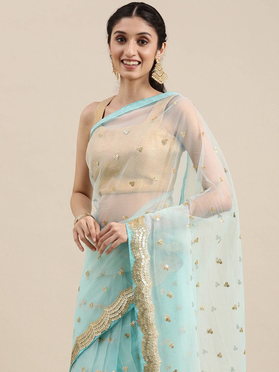 Exclusive Soft Net Sequence Work Party Wear Saree