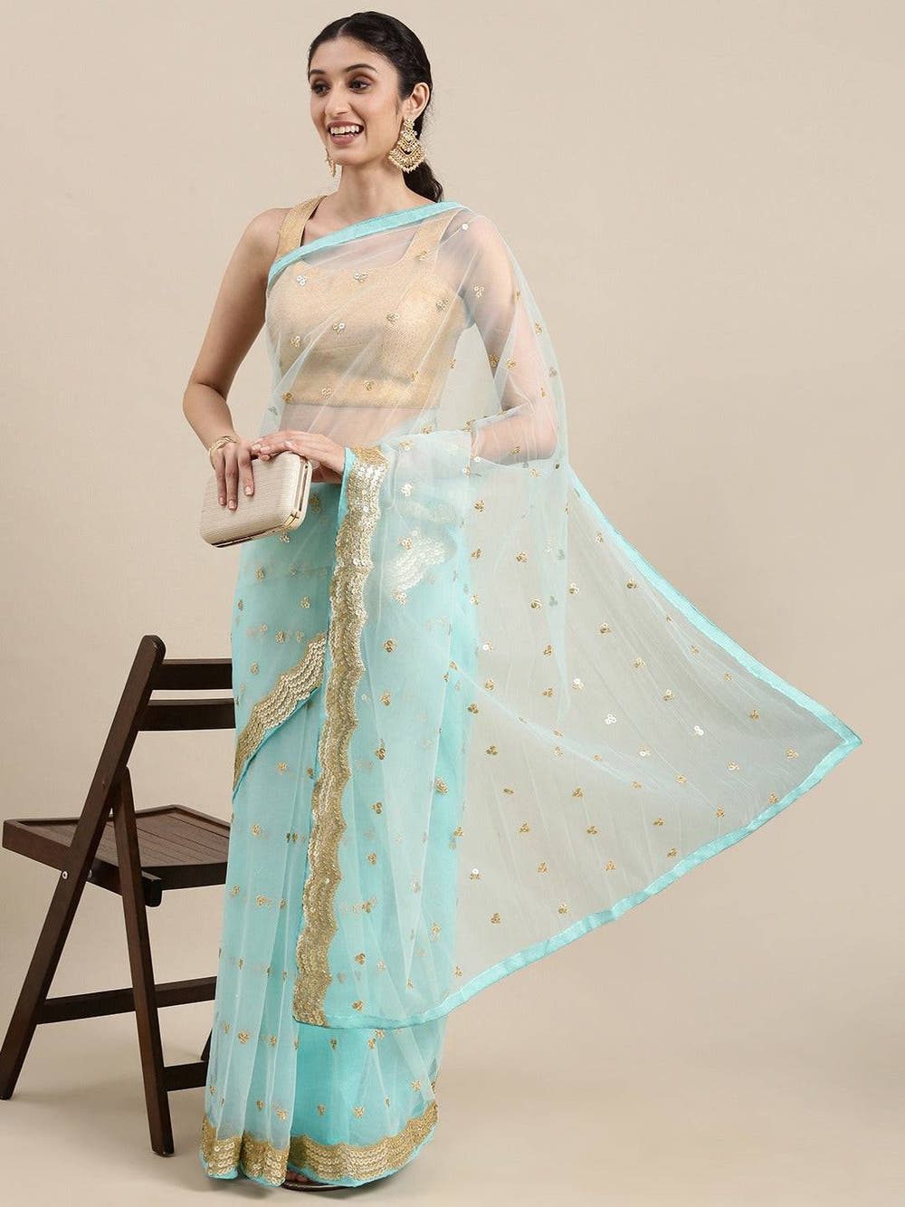 Exclusive Soft Net Sequence Work Party Wear Saree