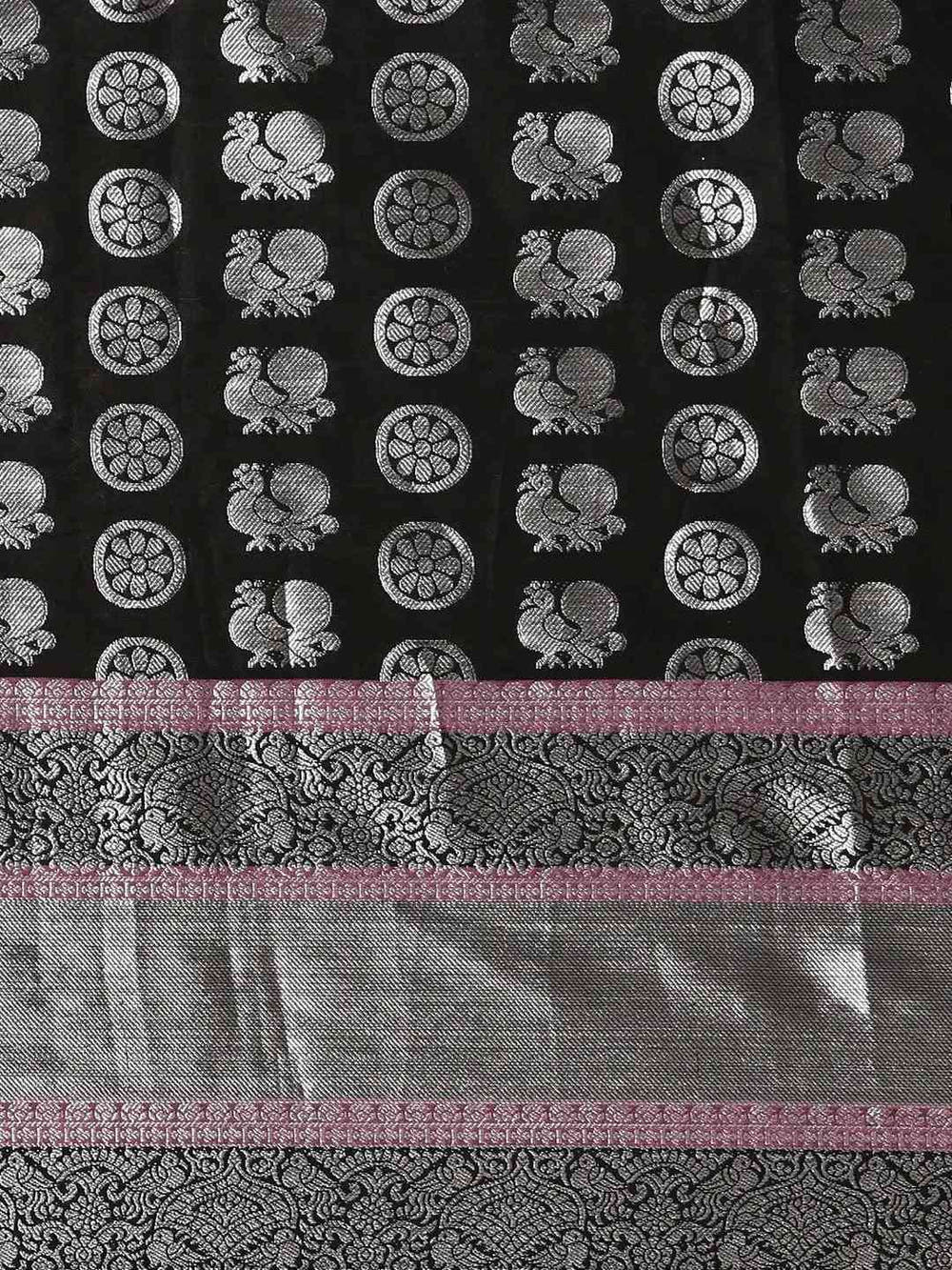 Kanjivaram Silk Black Colour Zari Woven Design Saree