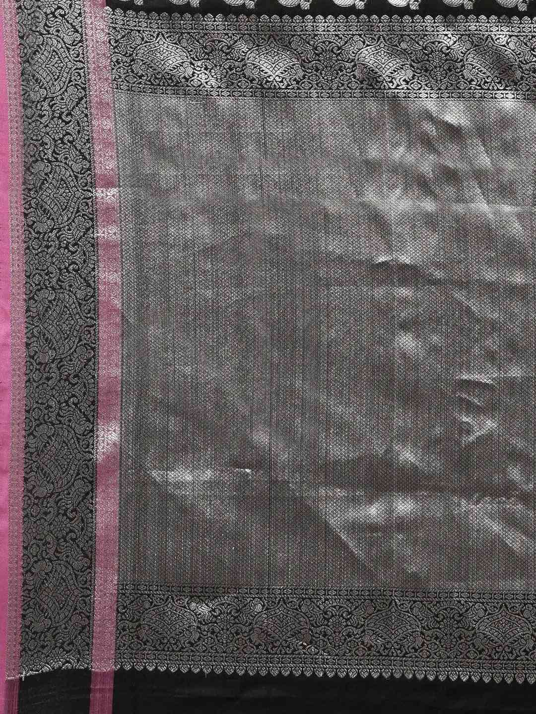 Kanjivaram Silk Black Colour Zari Woven Design Saree