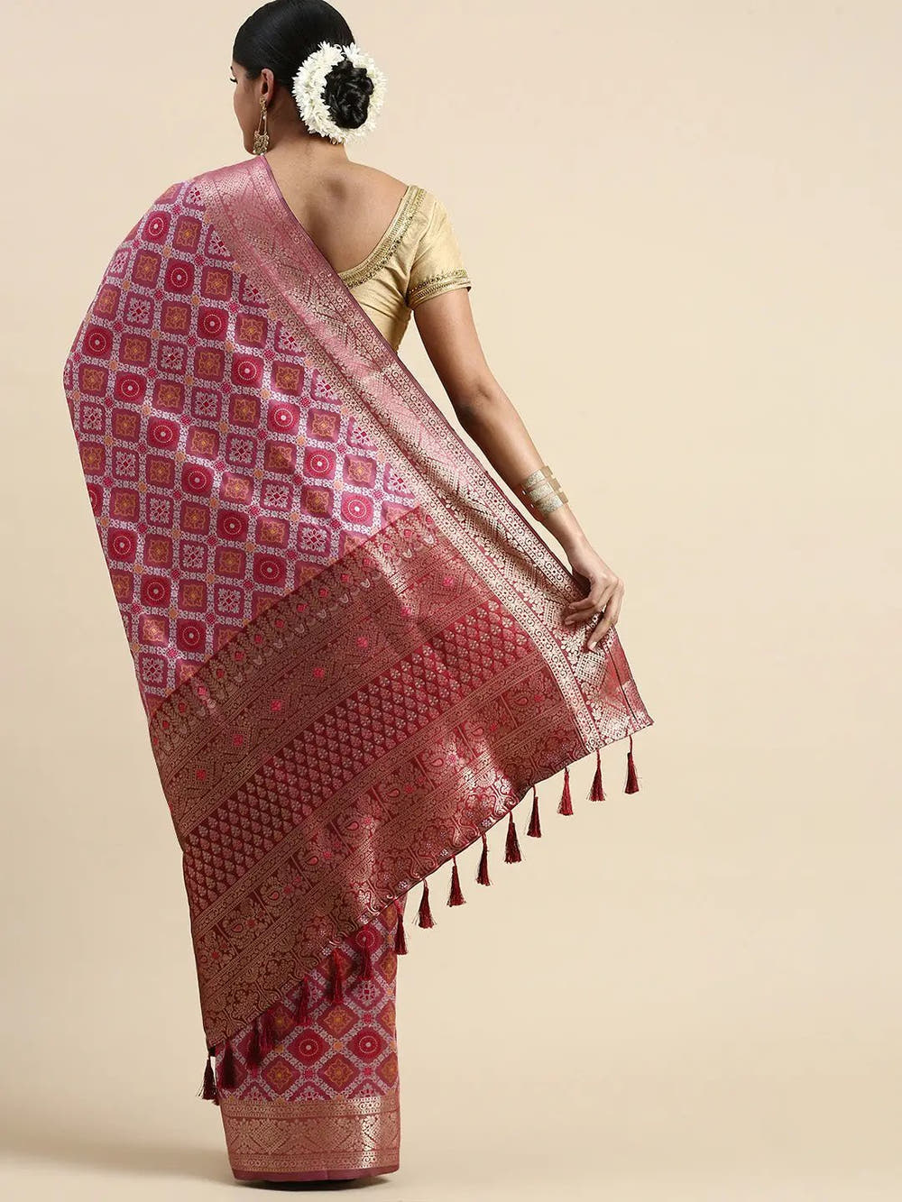 Patola Soft Silk Banarasi Saree With Zari border 