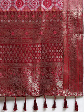 Patola Soft Silk Banarasi Saree With Zari border 