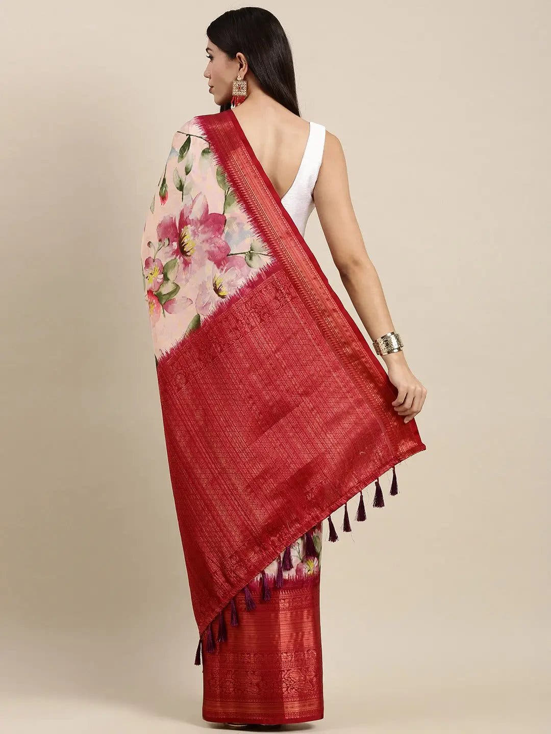 Designer Digital Flower Print Pattu Banarasi Silk Saree