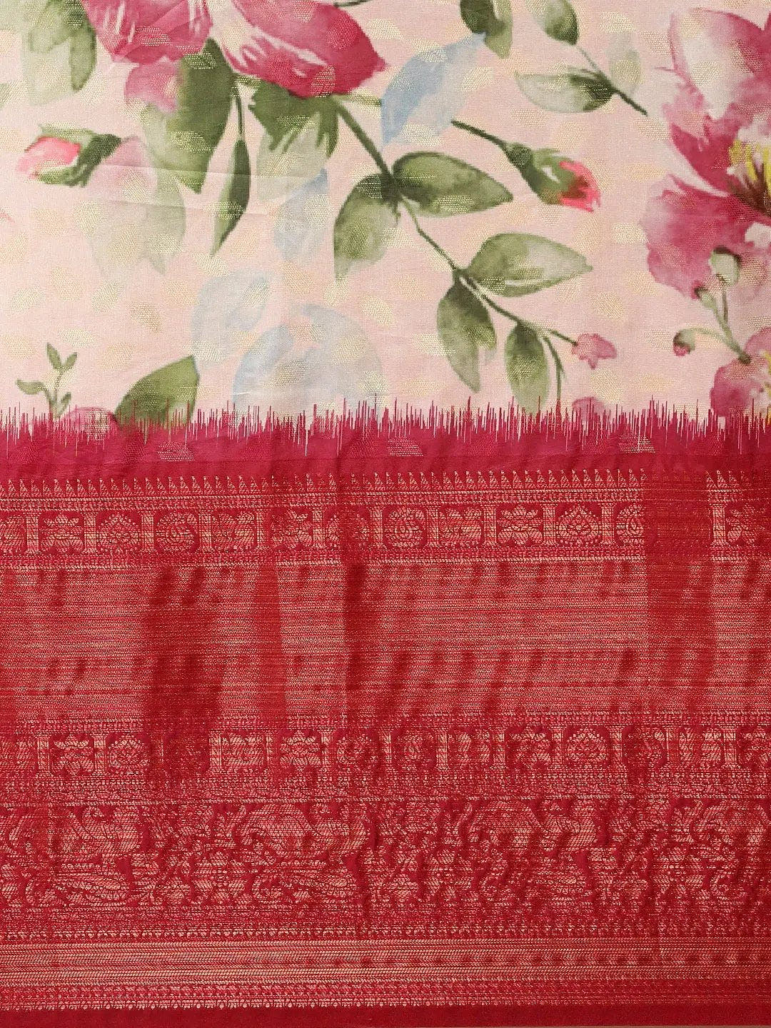 Designer Digital Flower Print Pattu Banarasi Silk Saree