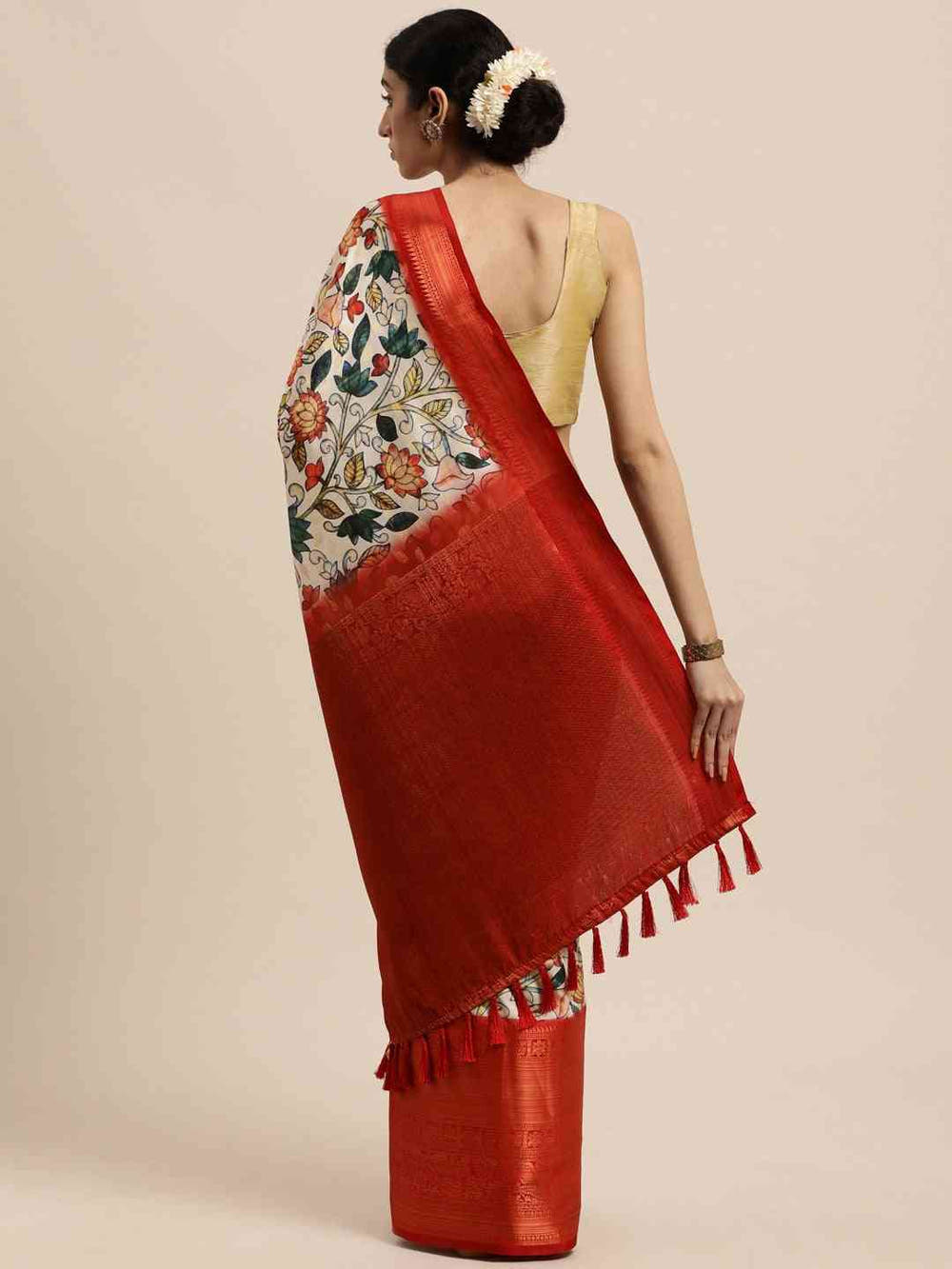Design Digital Kalamkari Print Pattu Banarasi Silk Saree