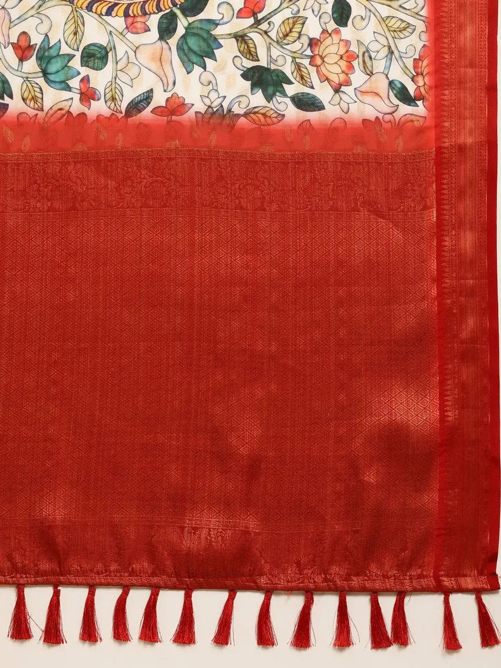 Design Digital Kalamkari Print Pattu Banarasi Silk Saree