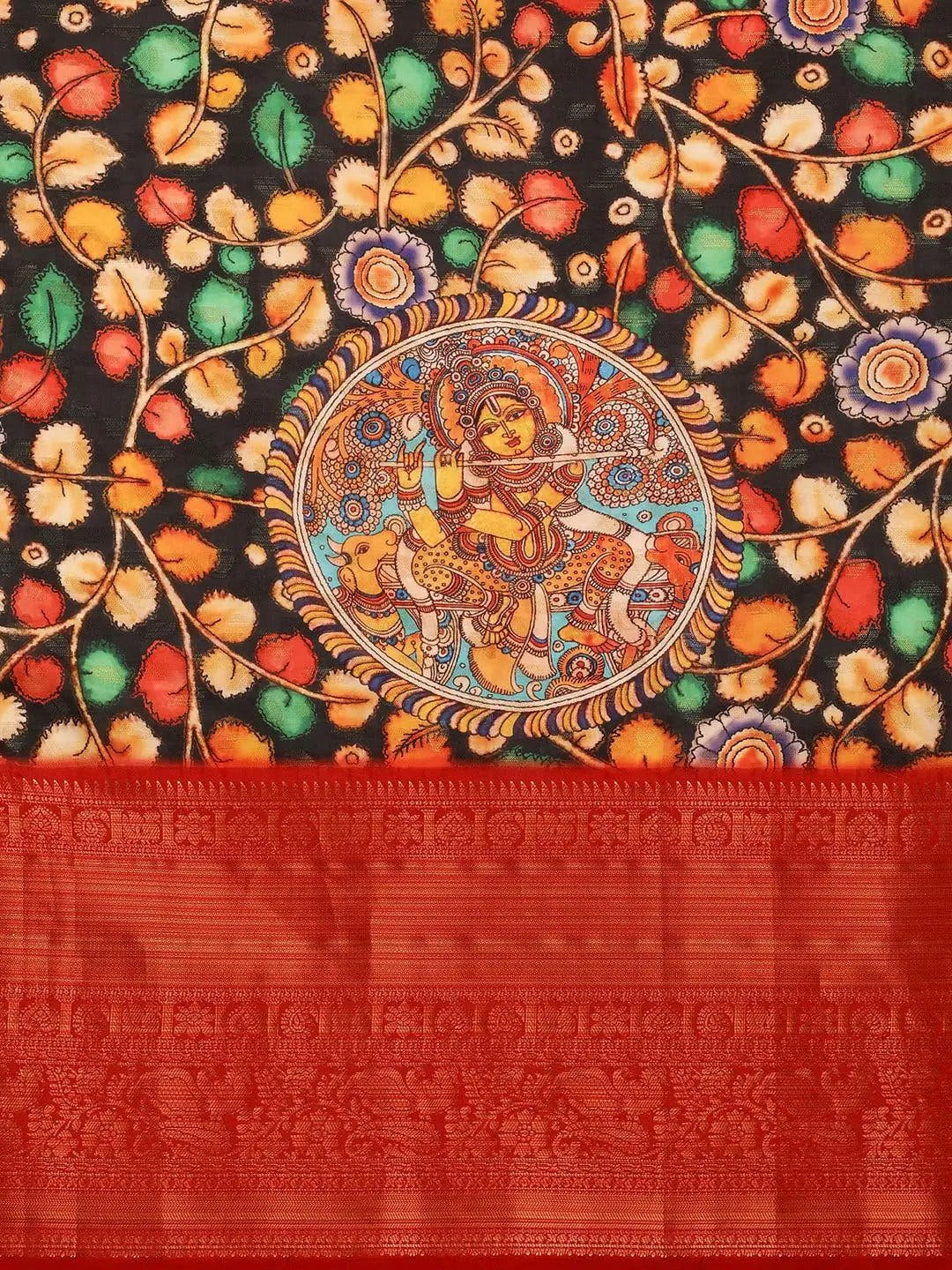 Beautiful Kalamkari Zari Work Silk Blend Kanjivaram Saree