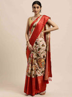 Design Digital Kalamkari Print Pattu Banarasi Silk Saree