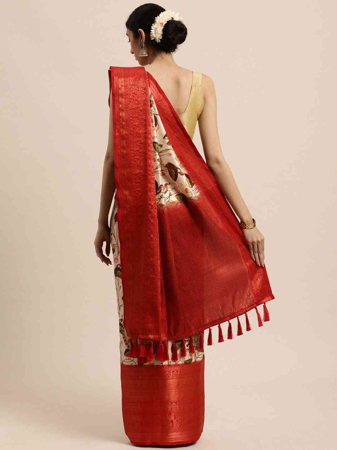 Design Digital Kalamkari Print Pattu Banarasi Silk Saree