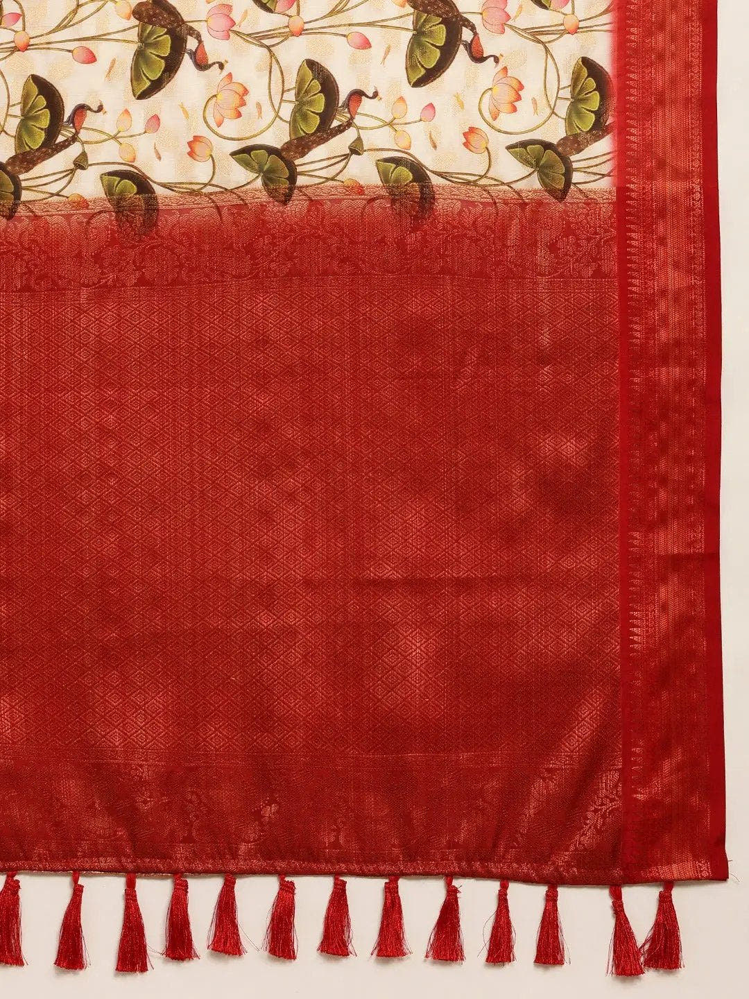 Design Digital Kalamkari Print Pattu Banarasi Silk Saree