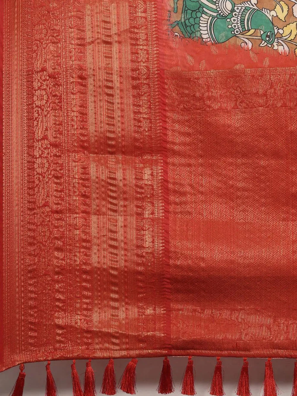 Designer Digital Kalamkari Print Pattu Banarasi Silk Saree