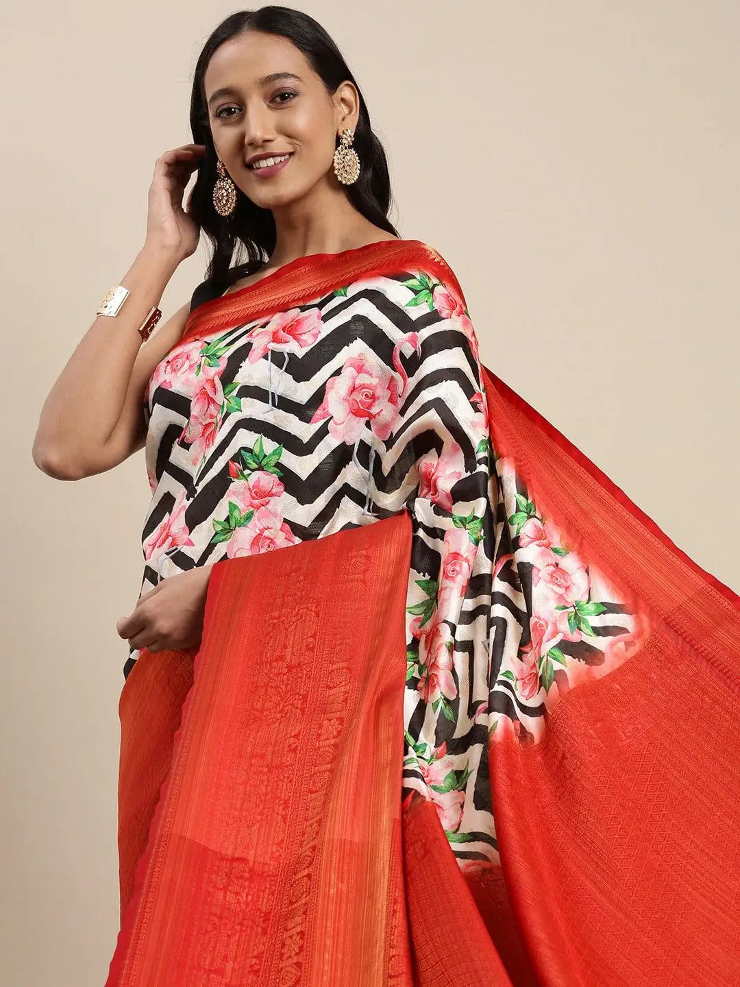 Designer Digital Kalamkari Print Pattu Banarasi Silk Saree