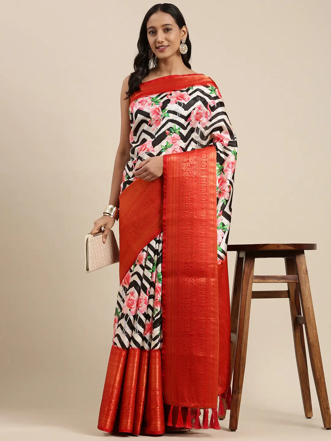 Designer Digital Kalamkari Print Pattu Banarasi Silk Saree