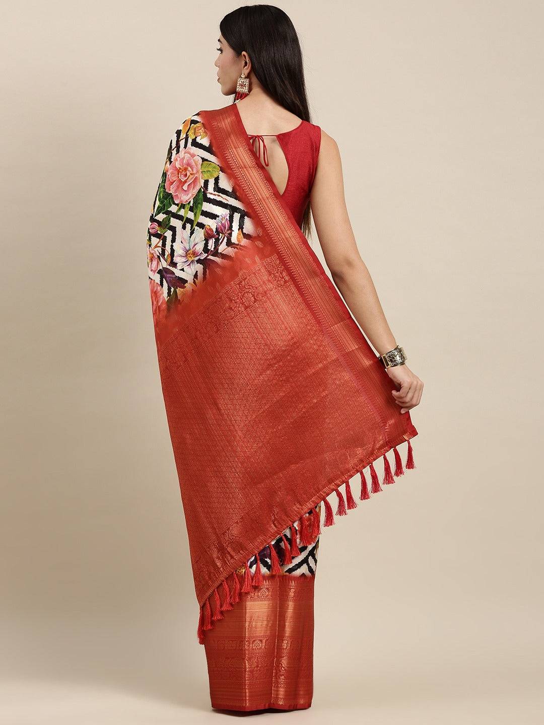 Designer Digital Kalamkari Print Pattu Banarasi Silk Saree