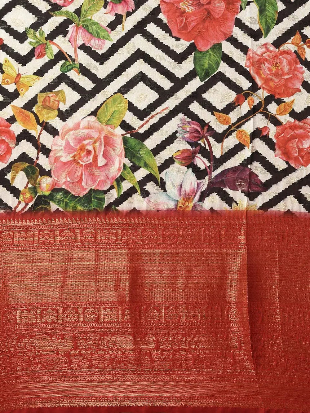 Designer Digital Kalamkari Print Pattu Banarasi Silk Saree