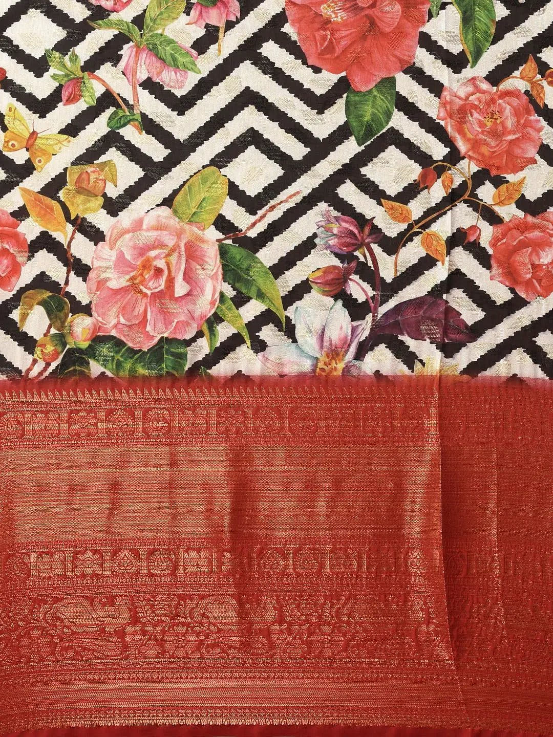 Designer Digital Kalamkari Print Pattu Banarasi Silk Saree