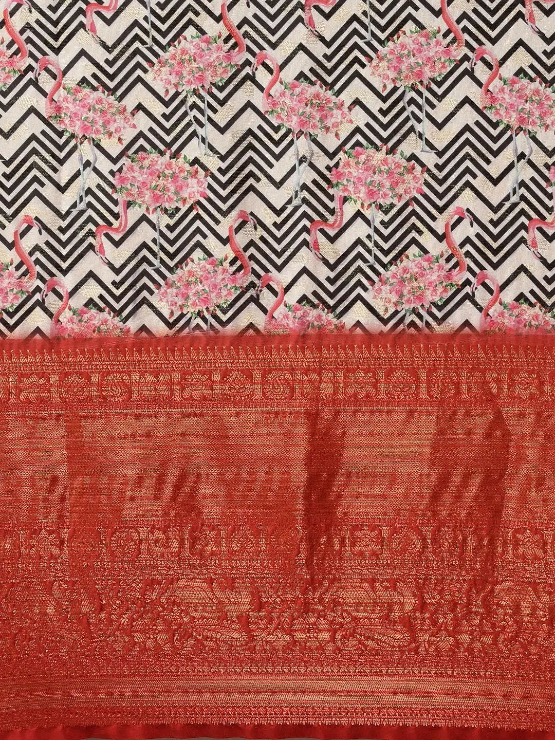 Designer Digital Kalamkari Print Pattu Banarasi Silk Saree