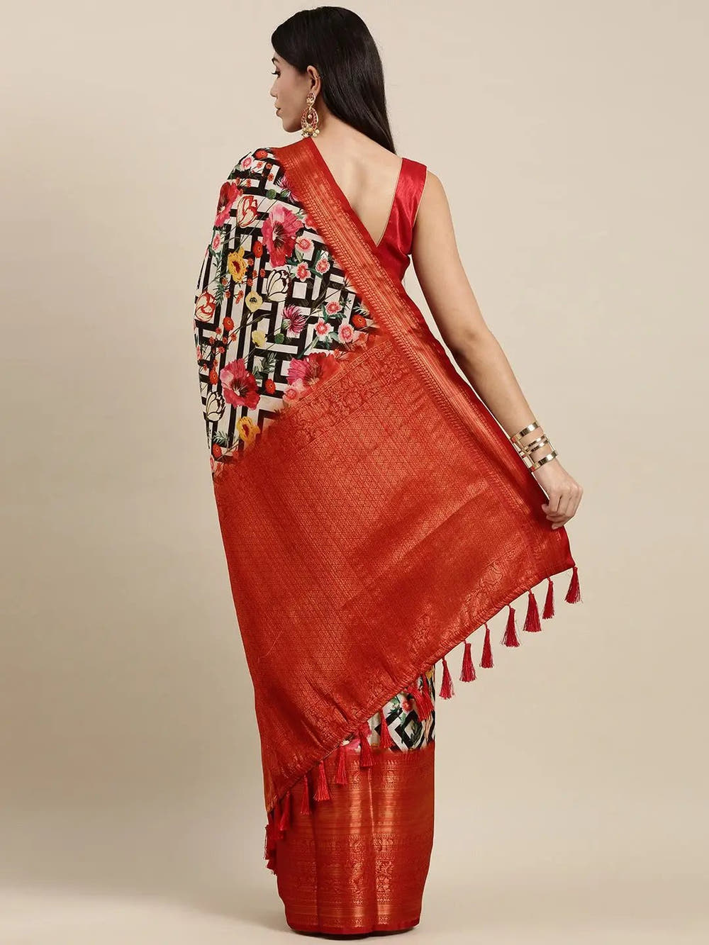 Designer Digital Kalamkari Print Pattu Banarasi Silk Saree