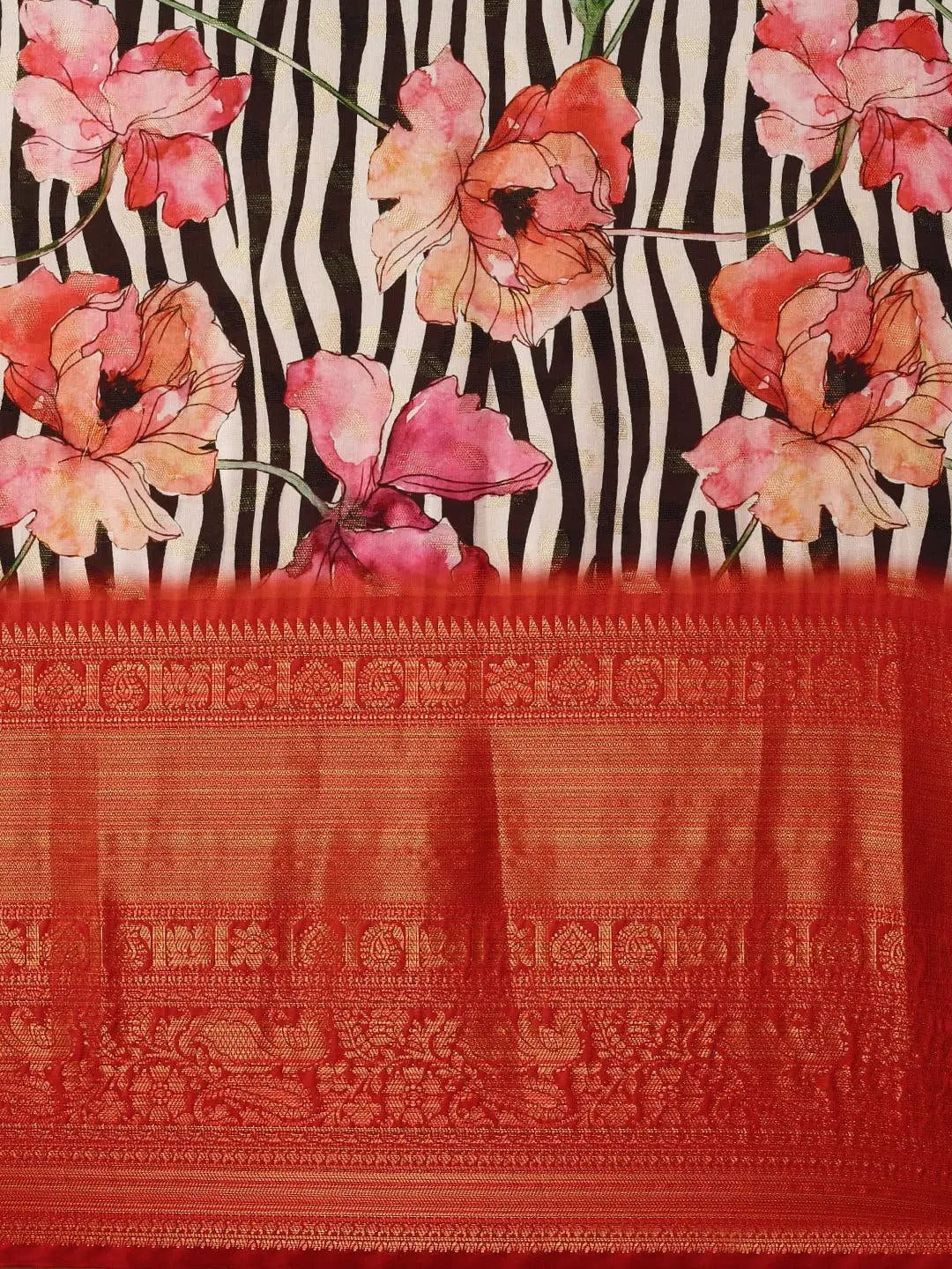 Designer Digital Kalamkari Print Pattu Banarasi Silk Saree