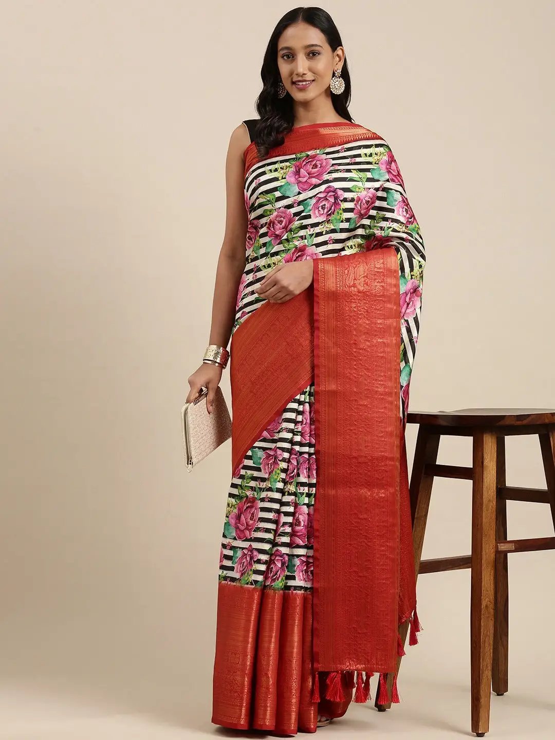 Designer Digital Kalamkari Print Pattu Banarasi Silk Saree