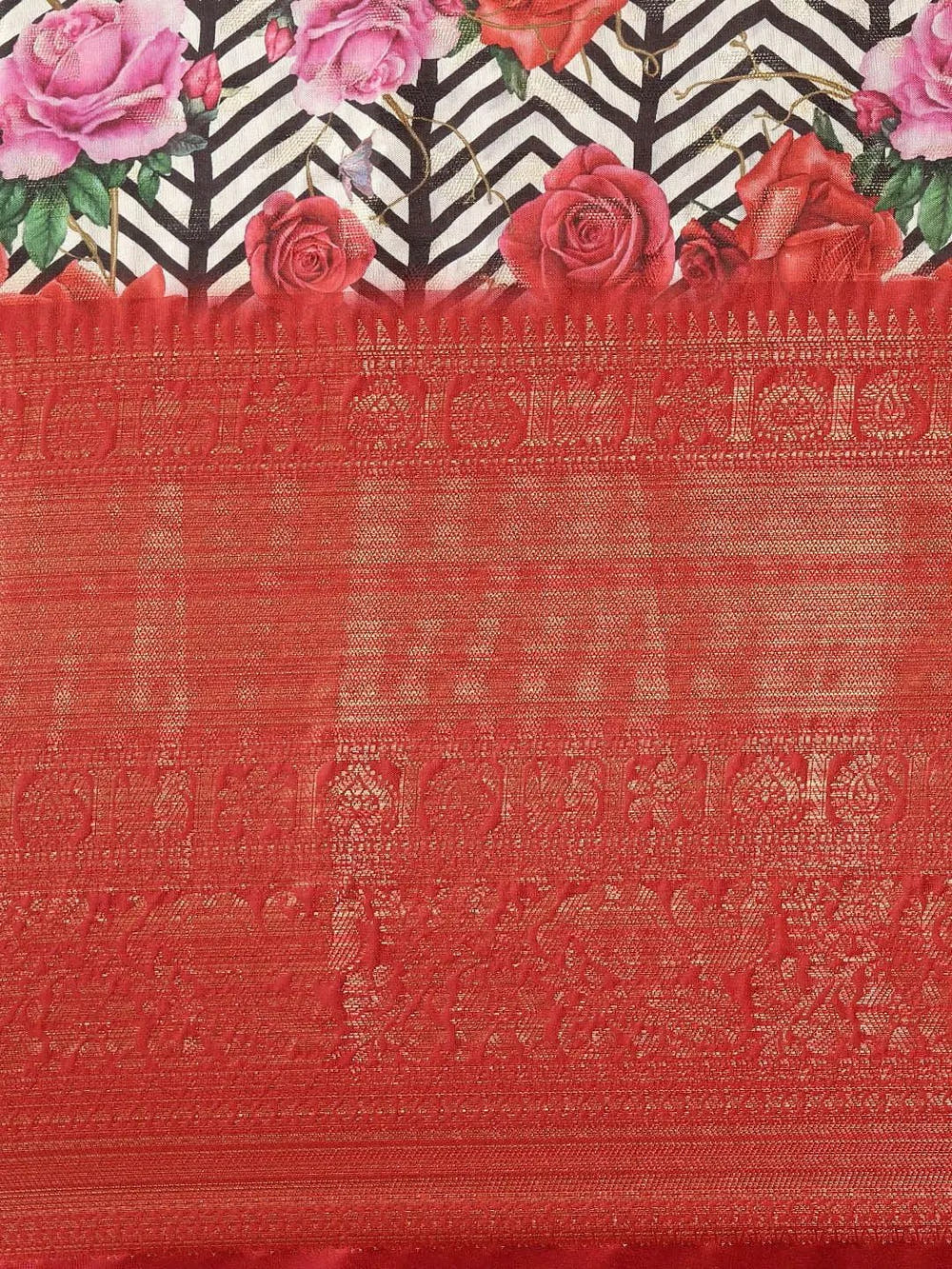 Multi Colour Digital Kalamkari Print Pattu Banarasi Silk Saree