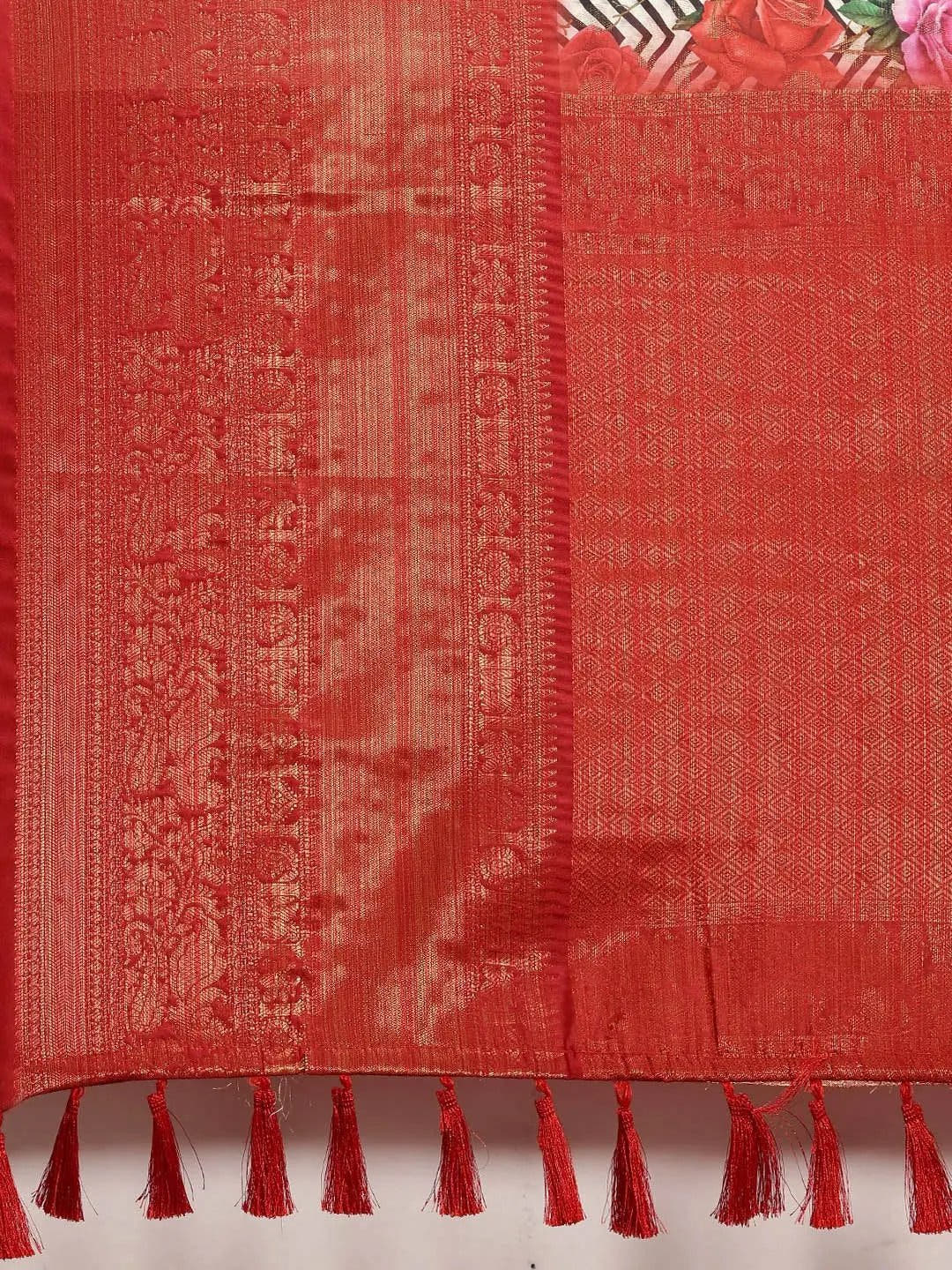Multi Colour Digital Kalamkari Print Pattu Banarasi Silk Saree