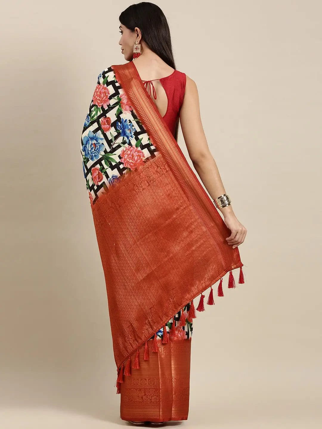 Designer Digital Kalamkari Print Pattu Banarasi Silk Saree