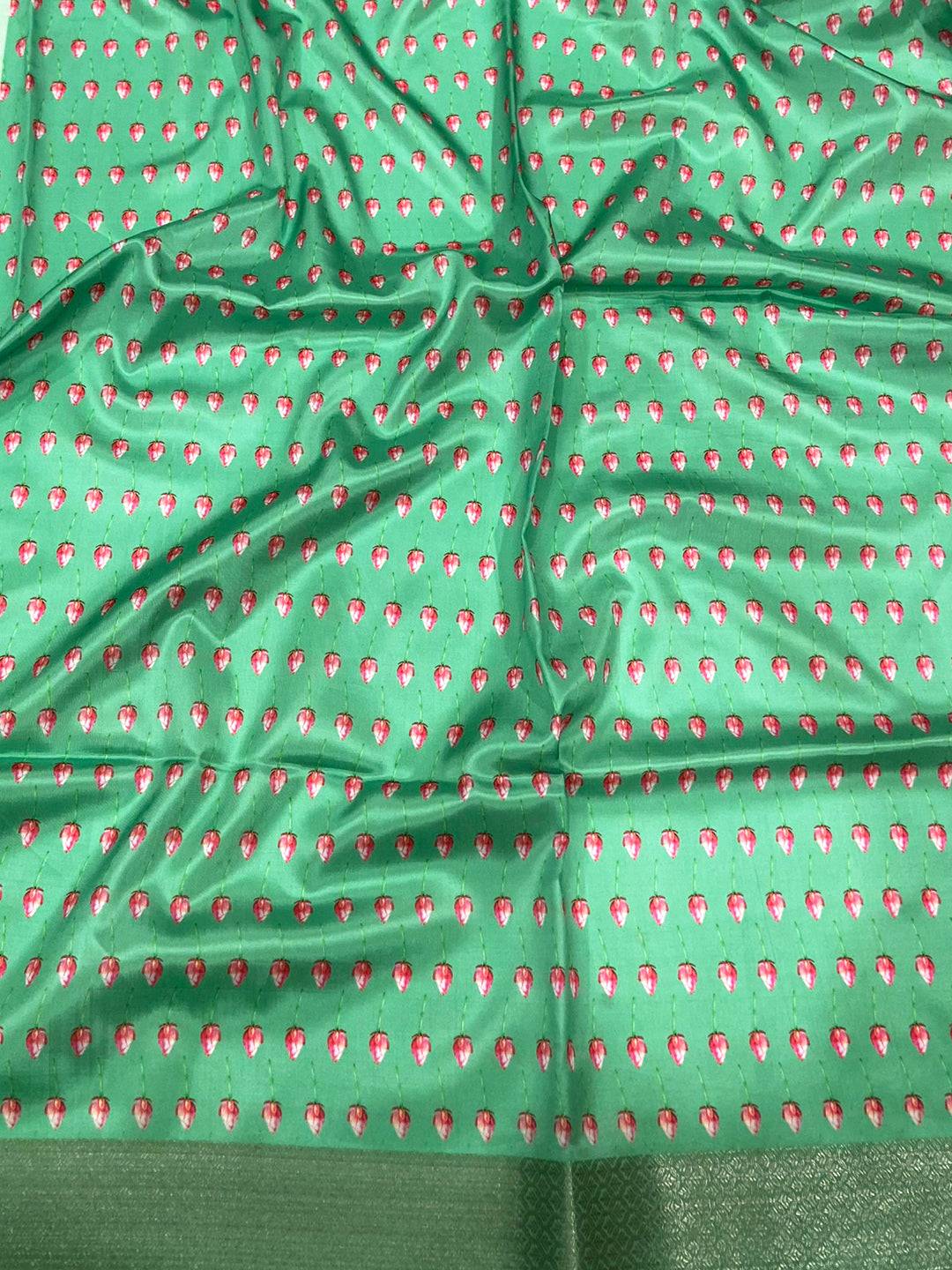 Mint Green Soft Organza Digital Print Saree