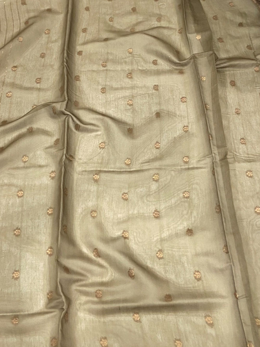 Beige Banarasi Silk Katan Geometric Saree