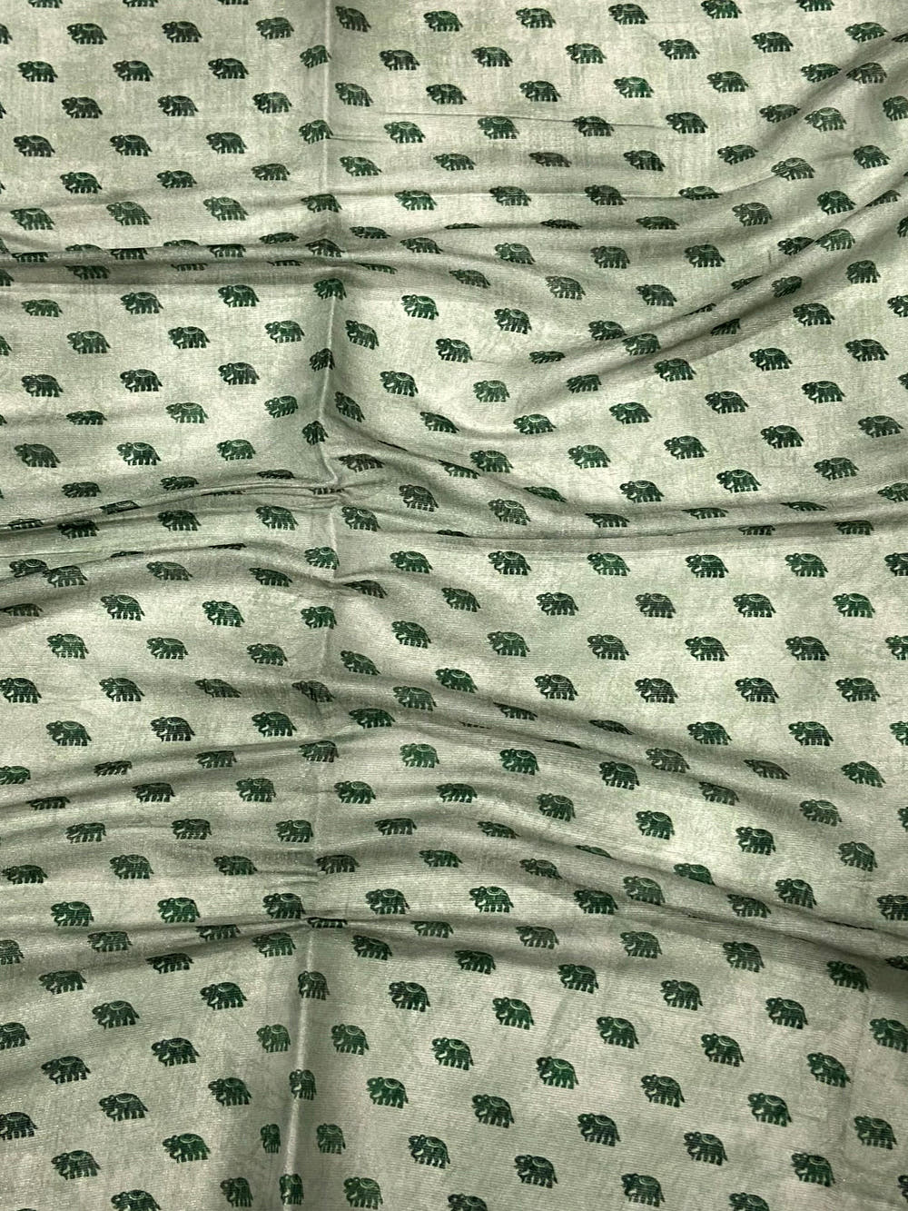 Sage Green Warli Art Tissue Chanderi Saree