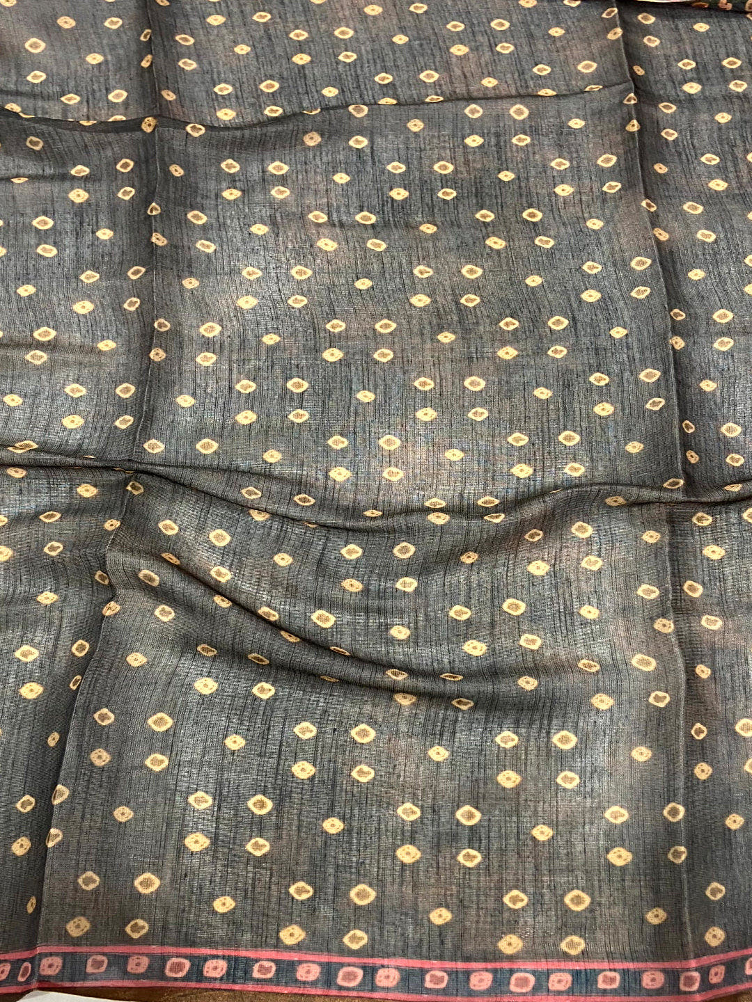 Grey Chanderi Bandhej Digital Print Saree