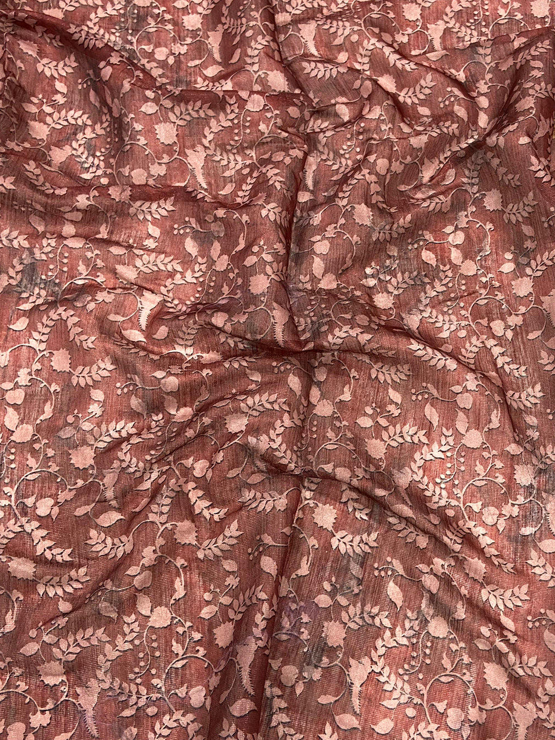 Red Kalamkari Block Print Chanderi Saree
