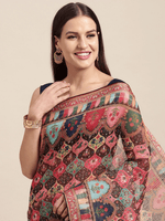 Soft Linen Mughal and Kalamkari Print Saree