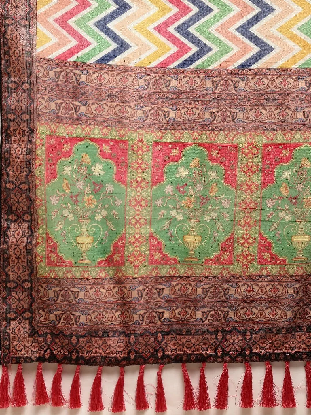 Soft Linen Leheriya Print With Sequence Work Saree