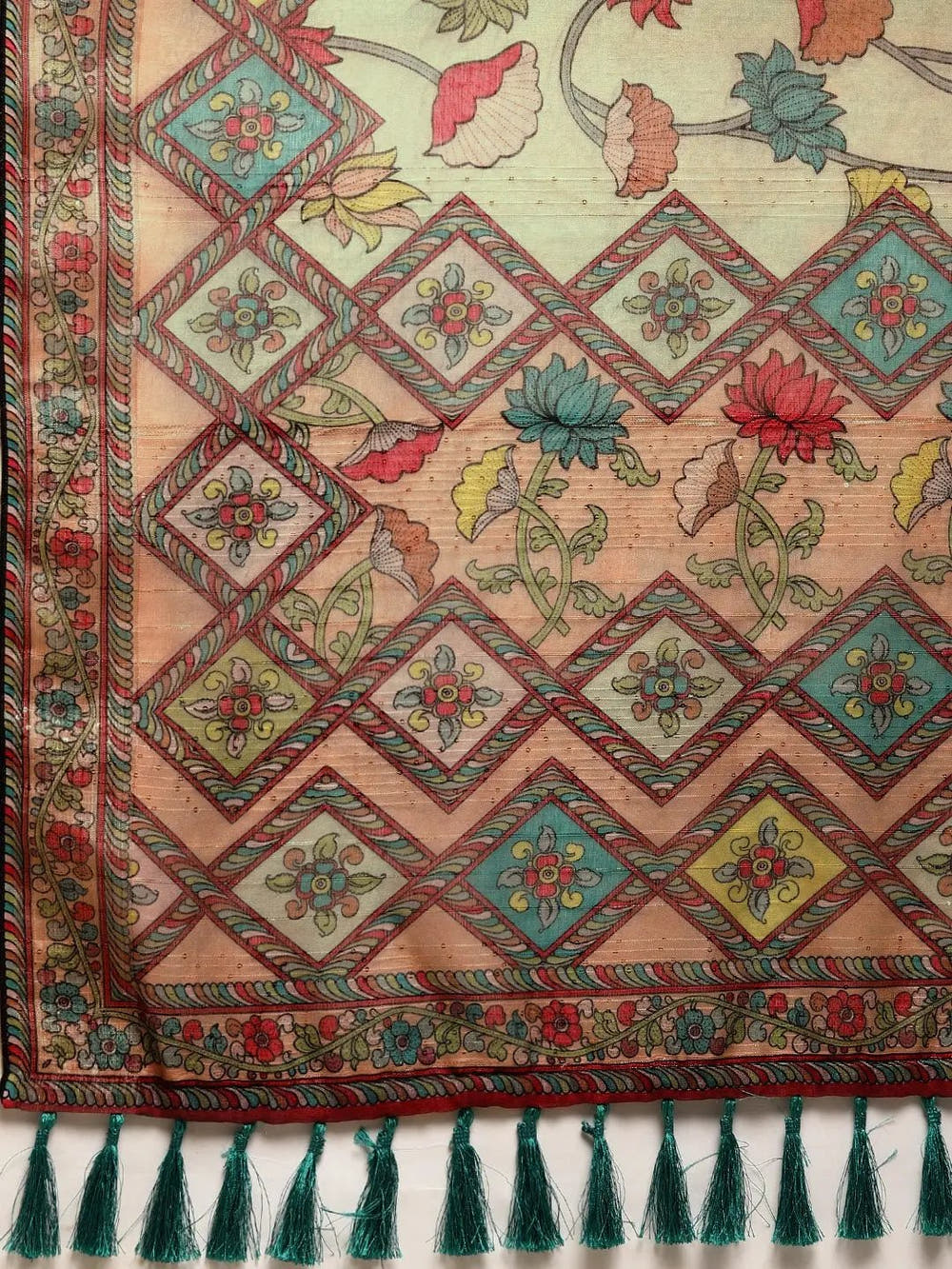 Soft Linen Kalamkari Print Party Wear Saree