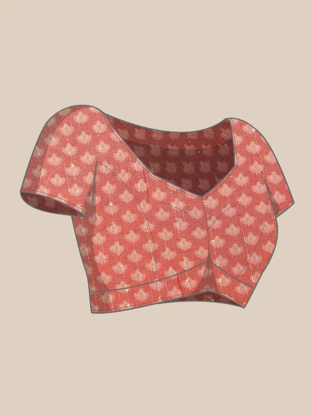 Soft Linen Mughal Print & Sequence Work Saree