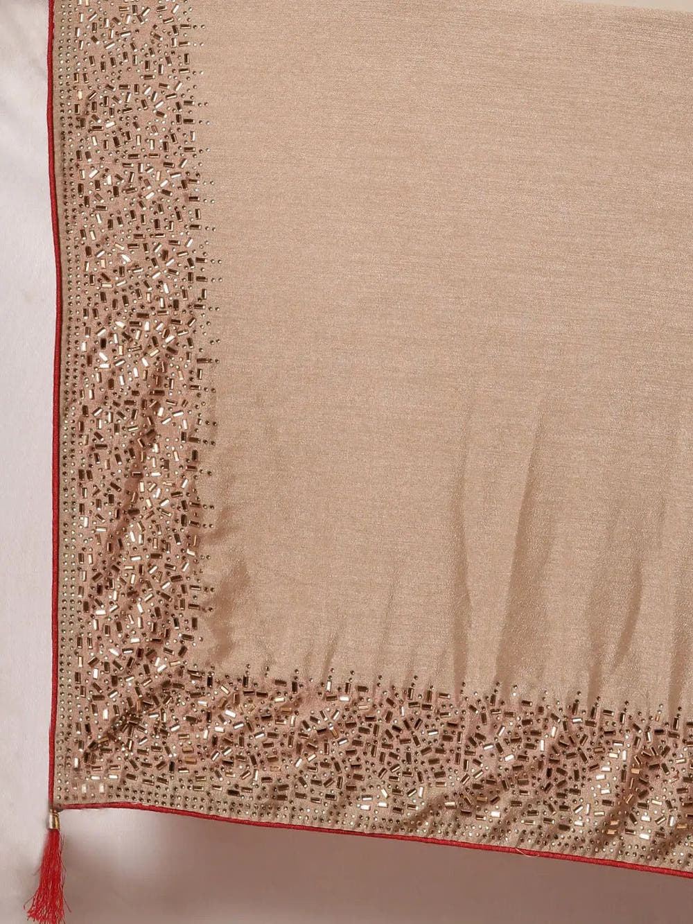 Beige Colour Poly Silk Saree With Stones Work