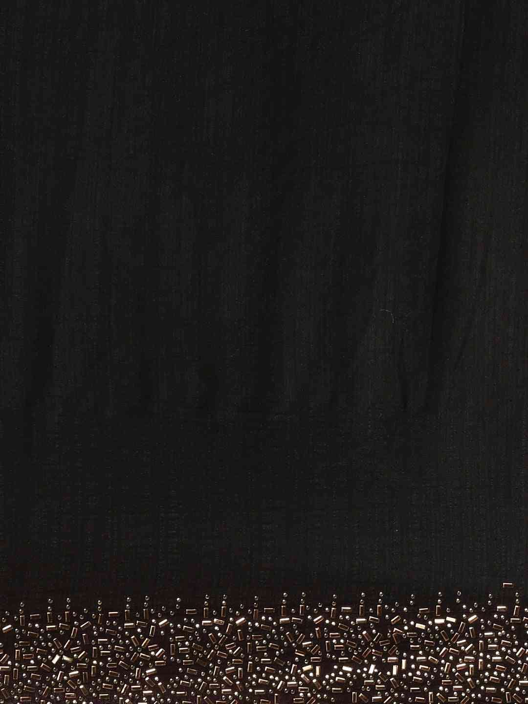 Black Colour Poly Silk Saree With Stones Work