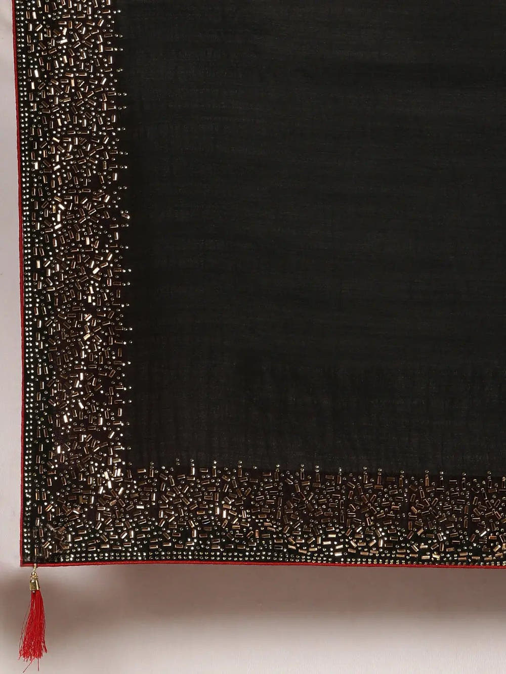 Black Colour Poly Silk Saree With Stones Work