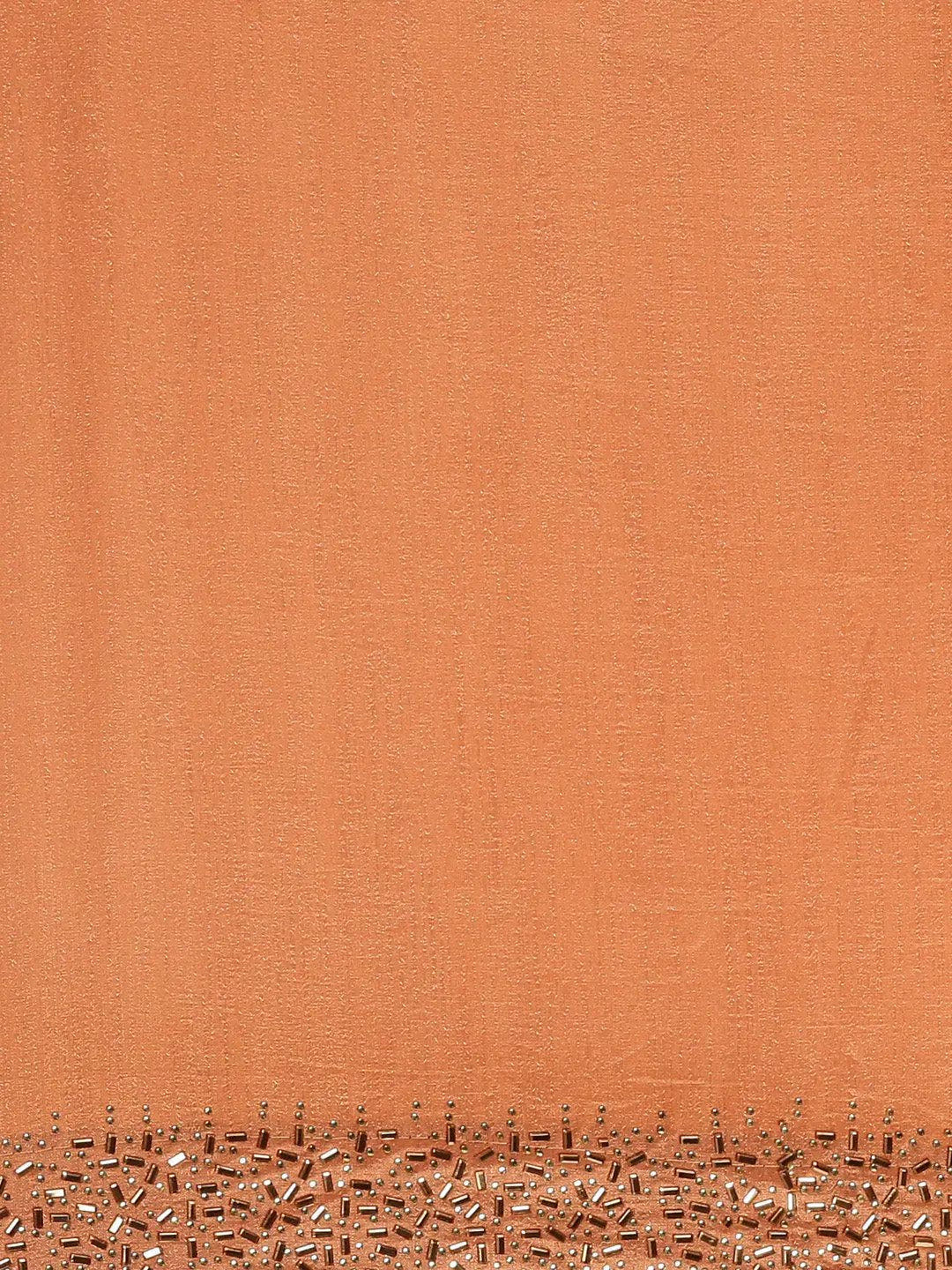 Peach Colour Poly Silk Saree with Stones Work