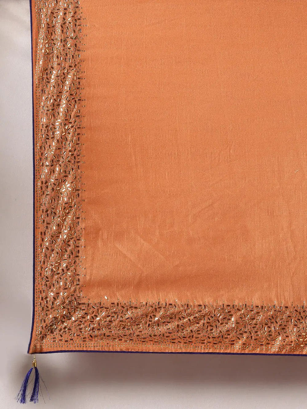 Peach Colour Poly Silk Saree with Stones Work