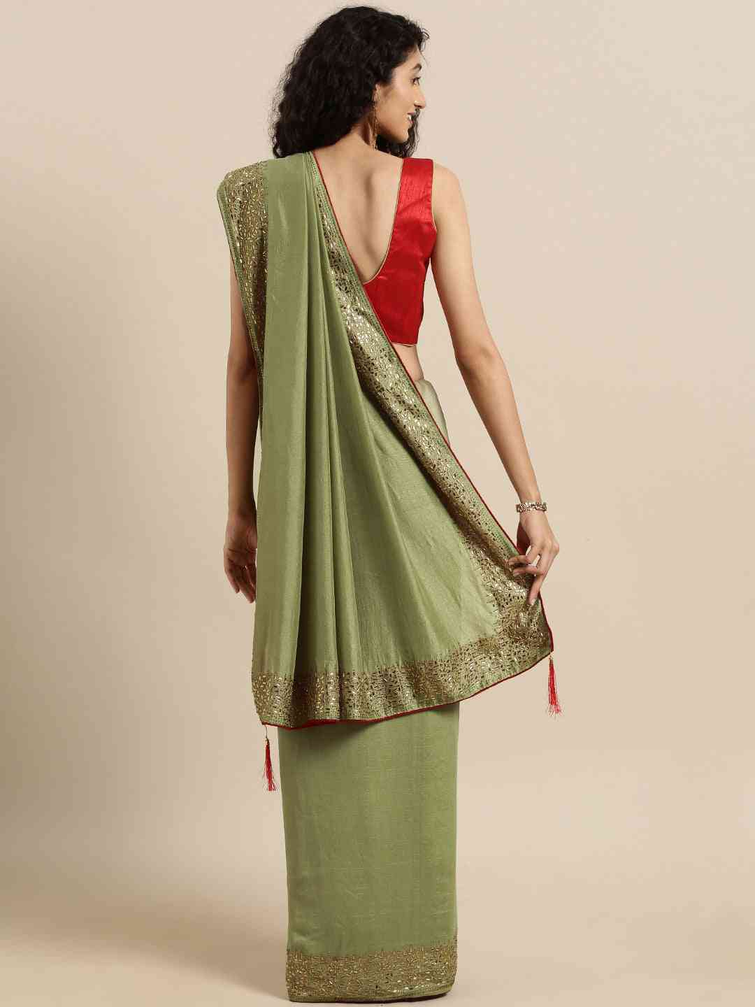 Green Colour Poly Silk Saree