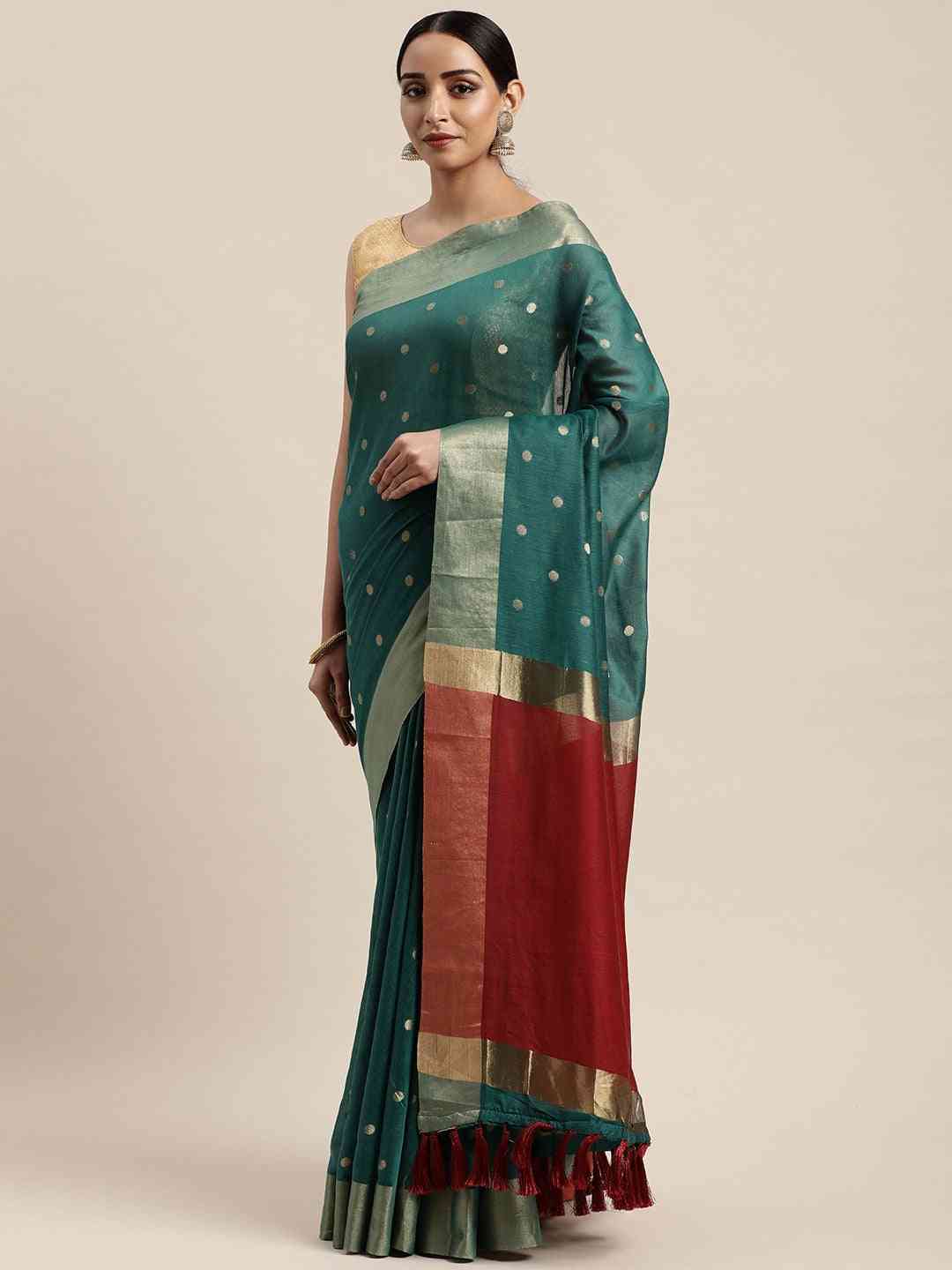 Banarasi Silk Saree With Woven Design And Zari Work
