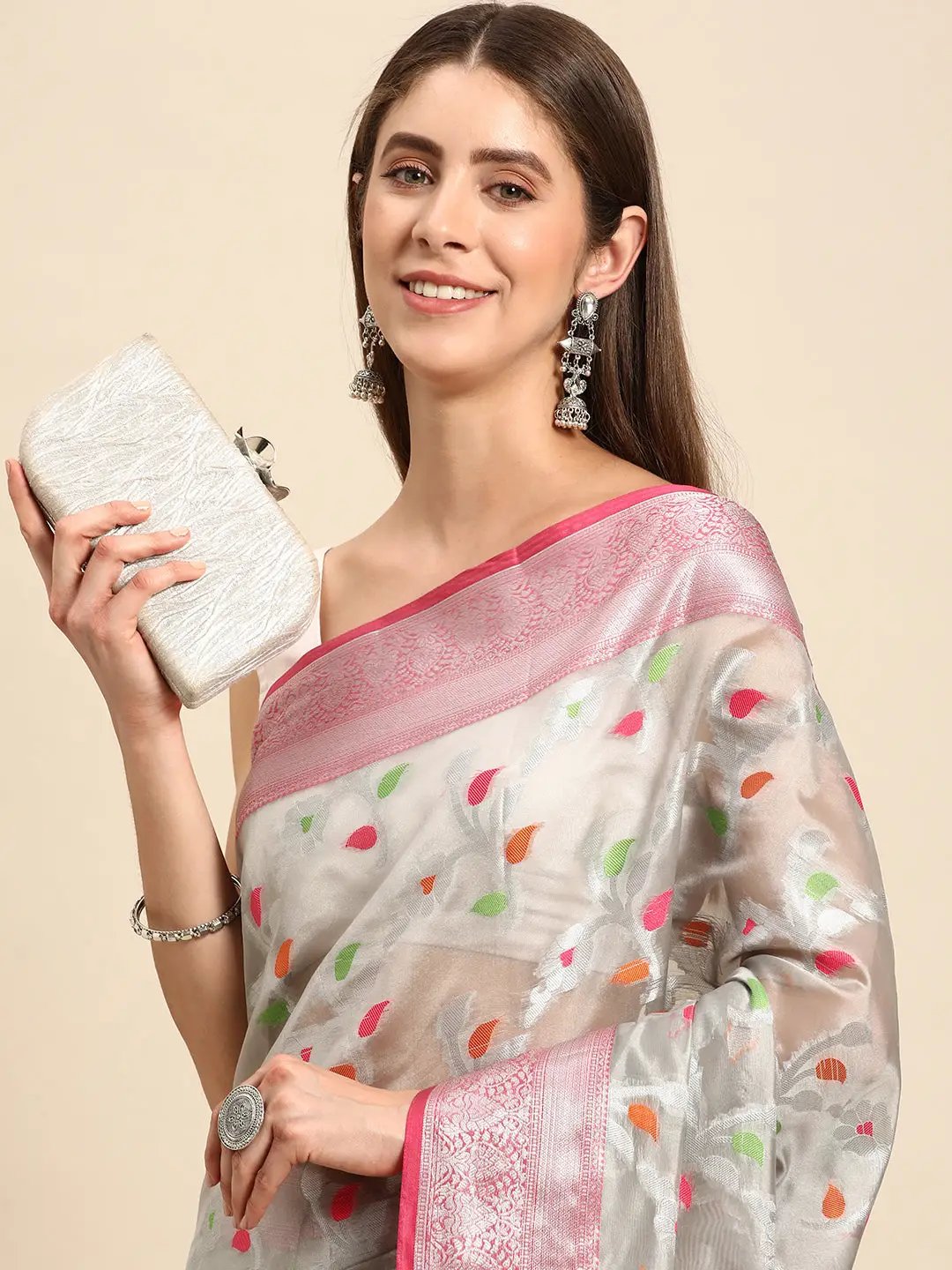 Pure Kota Zari Silk Saree With Floral Print