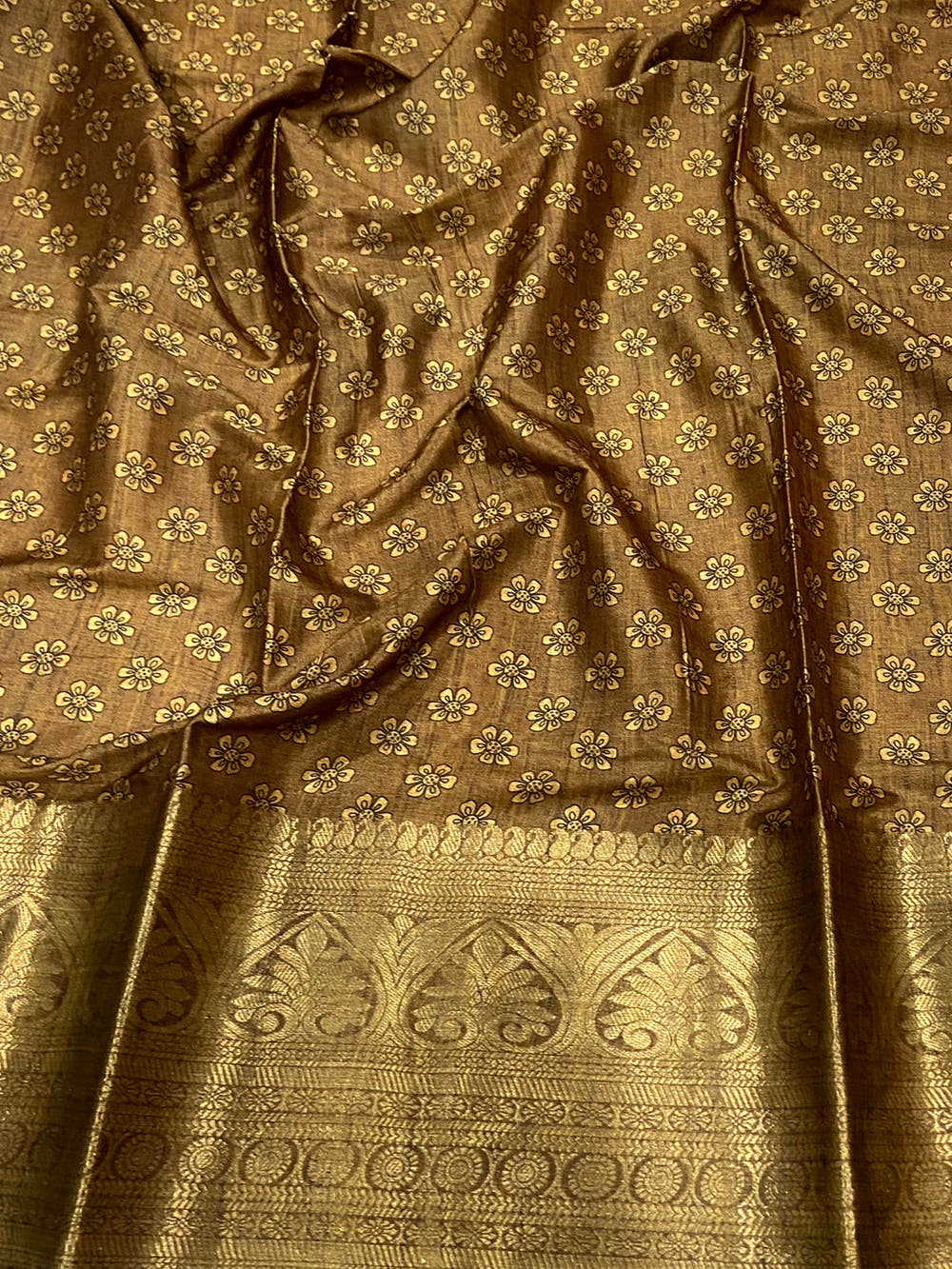 Peach Floral Kalamkari Print Saree