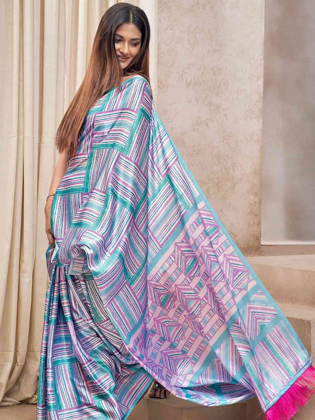 Soft Satin Georgette Saree with Trendy Digital Print