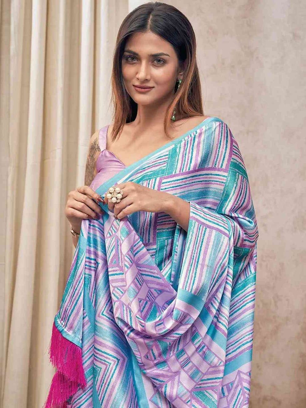 Soft Satin Georgette Saree with Trendy Digital Print