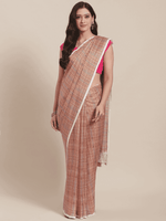 Stylish Multi Colour Checked Print Saree With Resham Tassel
